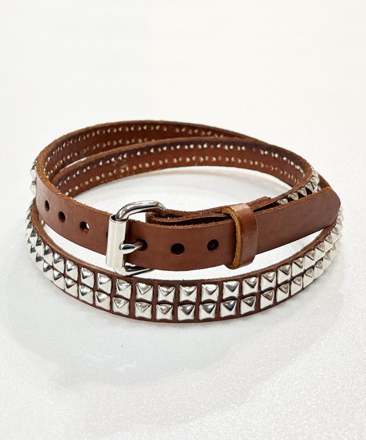 BRACKNEY LEATHER WORKS - 3/4” SMALL PYRAMID 2ROWS BELT / BROWN ONLINE STORE PAGE | ブラックニー レザー ワークス - 3/4インチ スモール ピラミッド 2ロウズ ベルト / ブラウン オンライン ストア ページ 商品画像