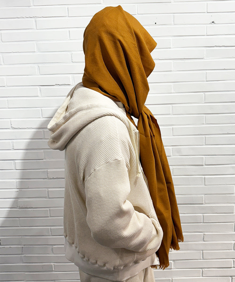 HHAND WOVEN STOLE - Wool  MUSTARD