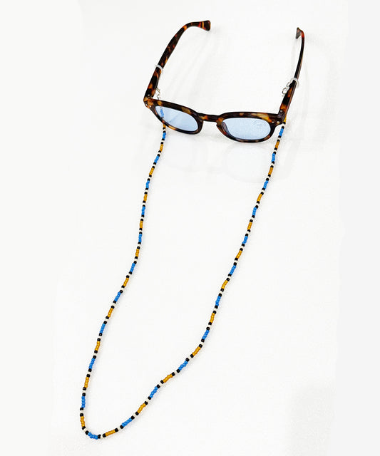 Adder beads necklace & sunglass cord - BEIGE×SAX