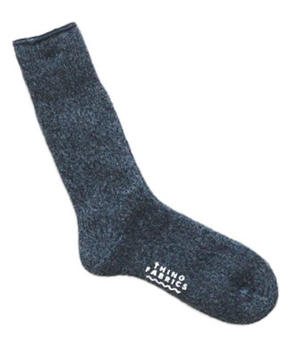 THING FABRICS - CASHMERE CAMP PLIE SOCKS / BLK-BLUE