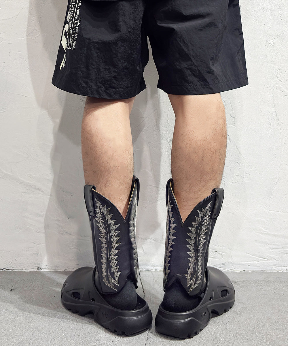 VINTAGE - WESTERN BOOTS REMAKE LEG COVER BLACK WHITE