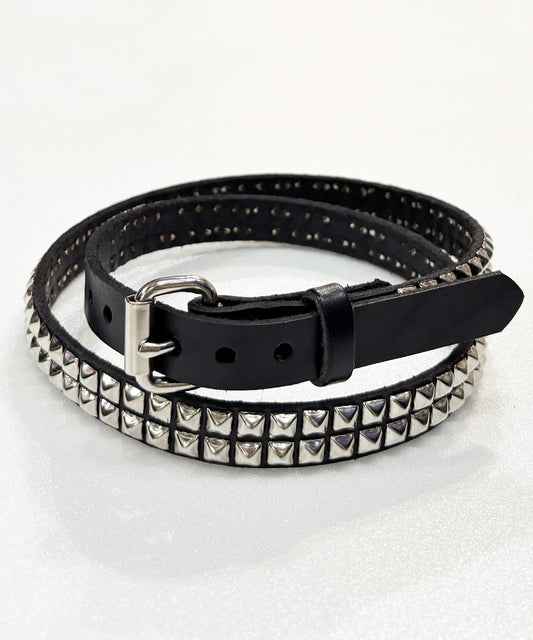 BRACKNEY LEATHER WORKS - 3/4” SMALL PYRAMID 2ROWS BELT / BLACK ONLINE STORE PAGE | ブラックニー レザー ワークス - 3/4インチ スモール ピラミッド 2ロウズ ベルト / ブラック オンライン ストア ページ 商品画像