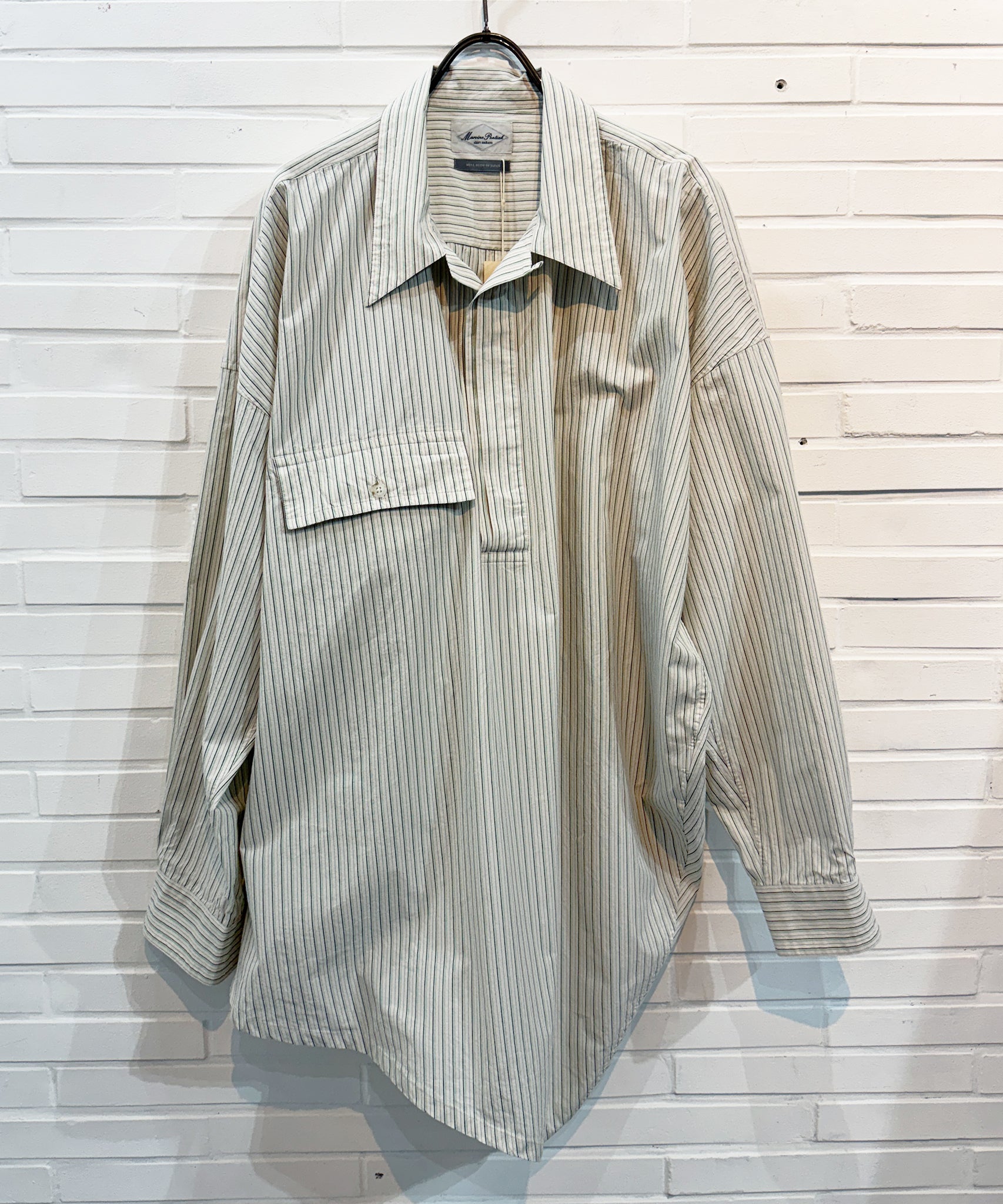 Marvine Pontiak Shirt Makers - Twist Pull Over / BEIGE STRIPE