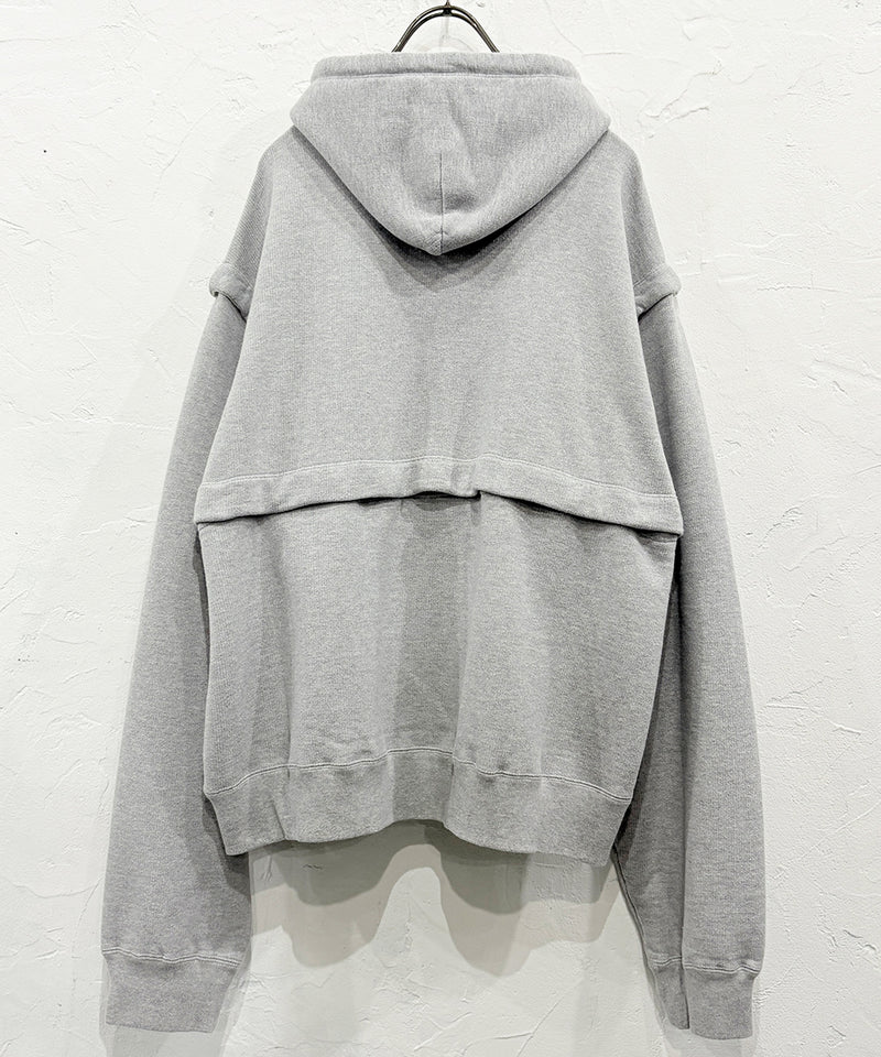 【40%OFF】CURRENTAGE - DETACHABLE HOODED SWEATSHIRT GREY