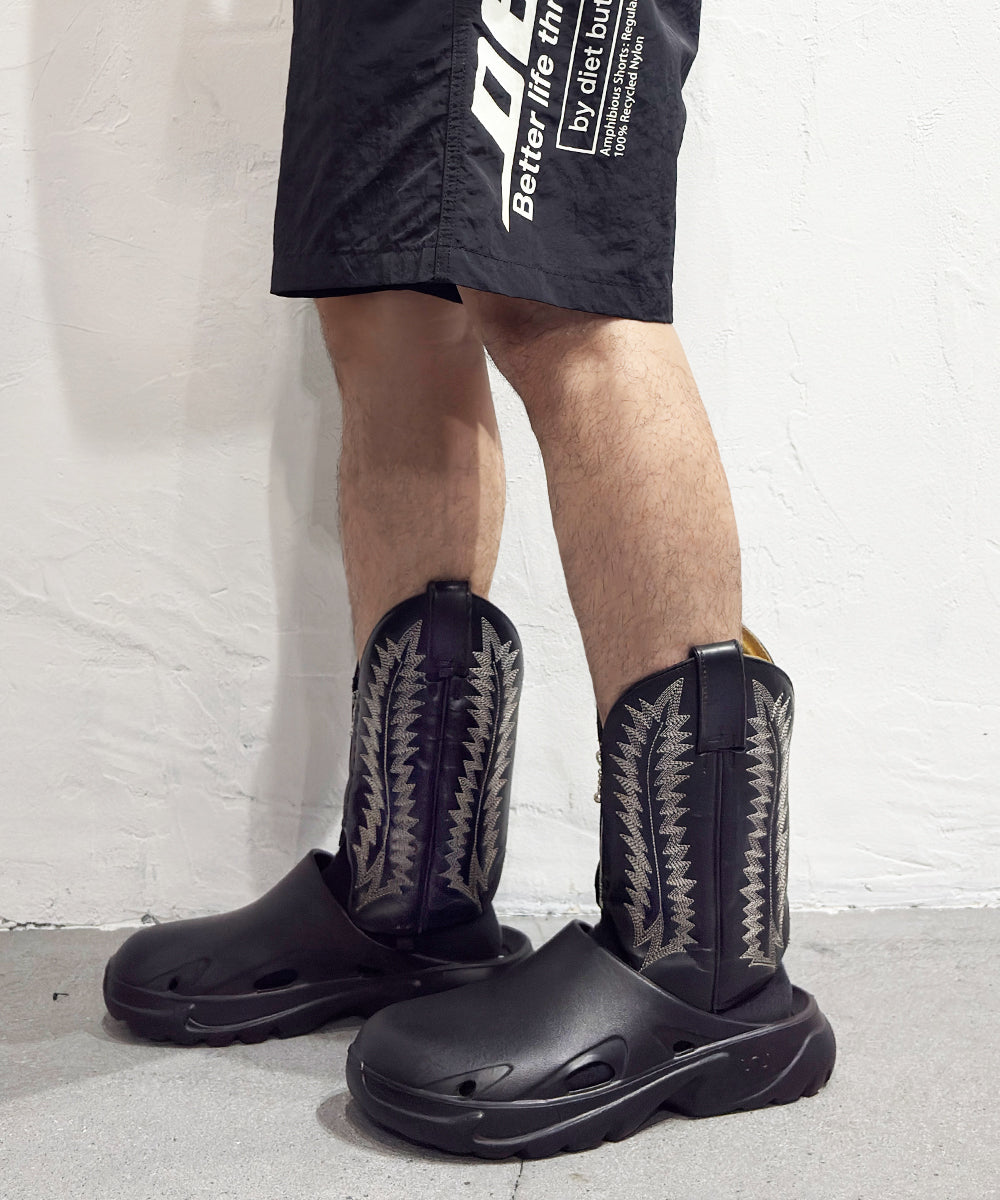 VINTAGE - WESTERN BOOTS REMAKE LEG COVER BLACK WHITE
