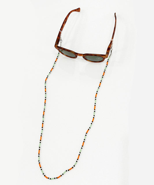 Adder beads necklace & sunglass cord - LIGHT ORANGE×MOSS GREEN