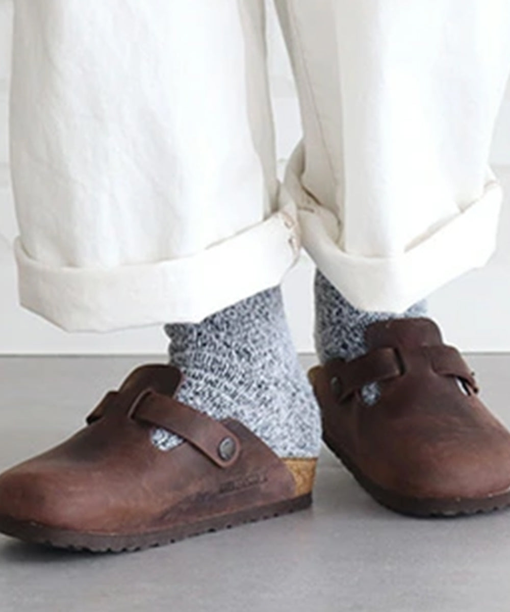 THING FABRICS - CASHMERE CAMP PLIE SOCKS / WHT-NAVY