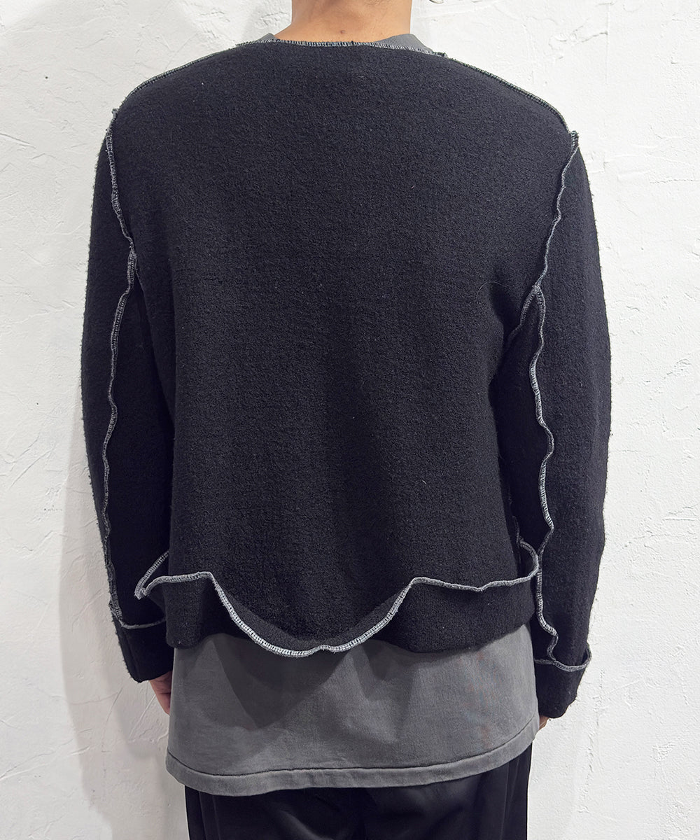 VINTAGE - OVERSTITCH KNIT CARDIGAN