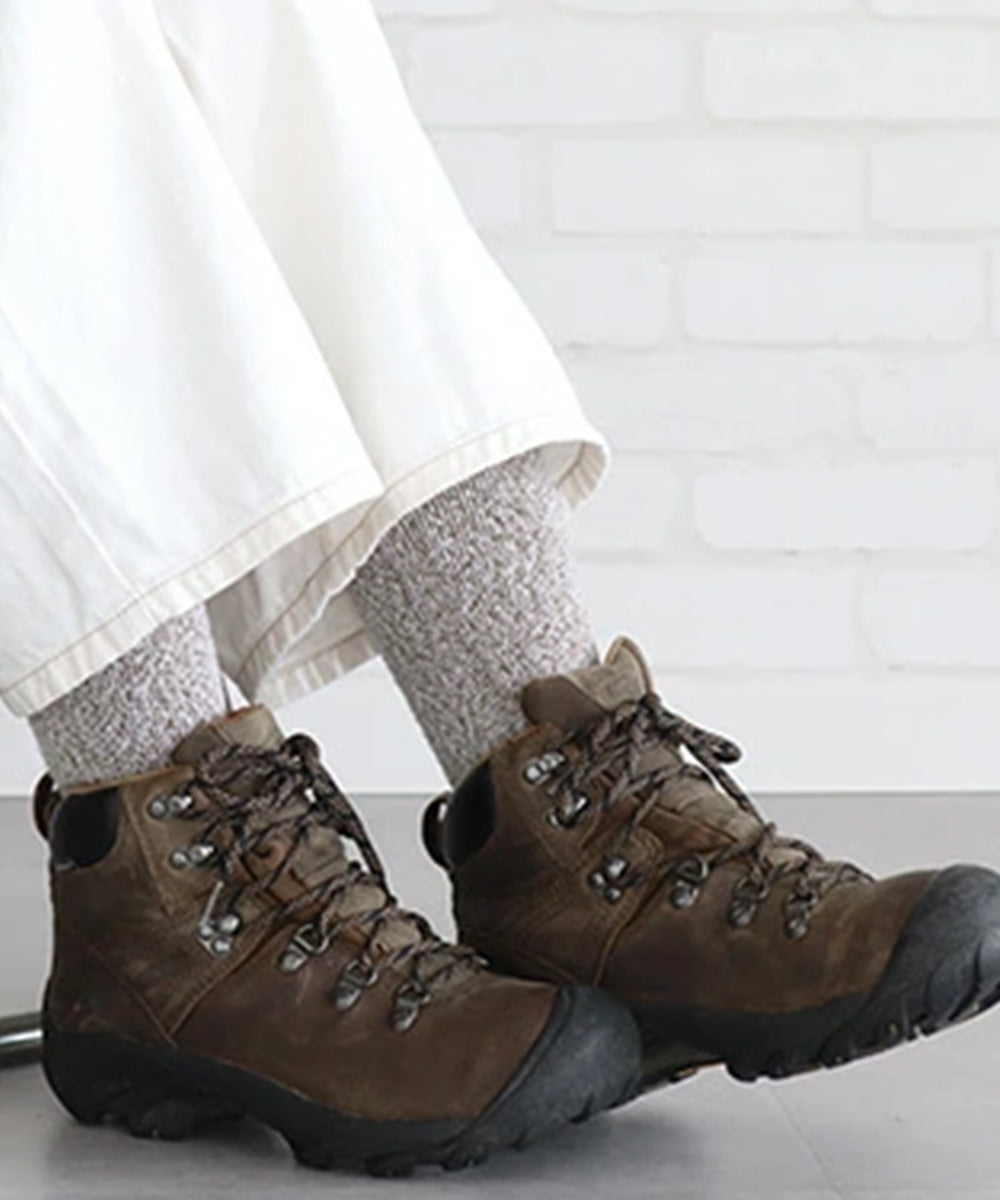 THING FABRICS - CASHMERE CAMP PLIE SOCKS / WHT-MOCA