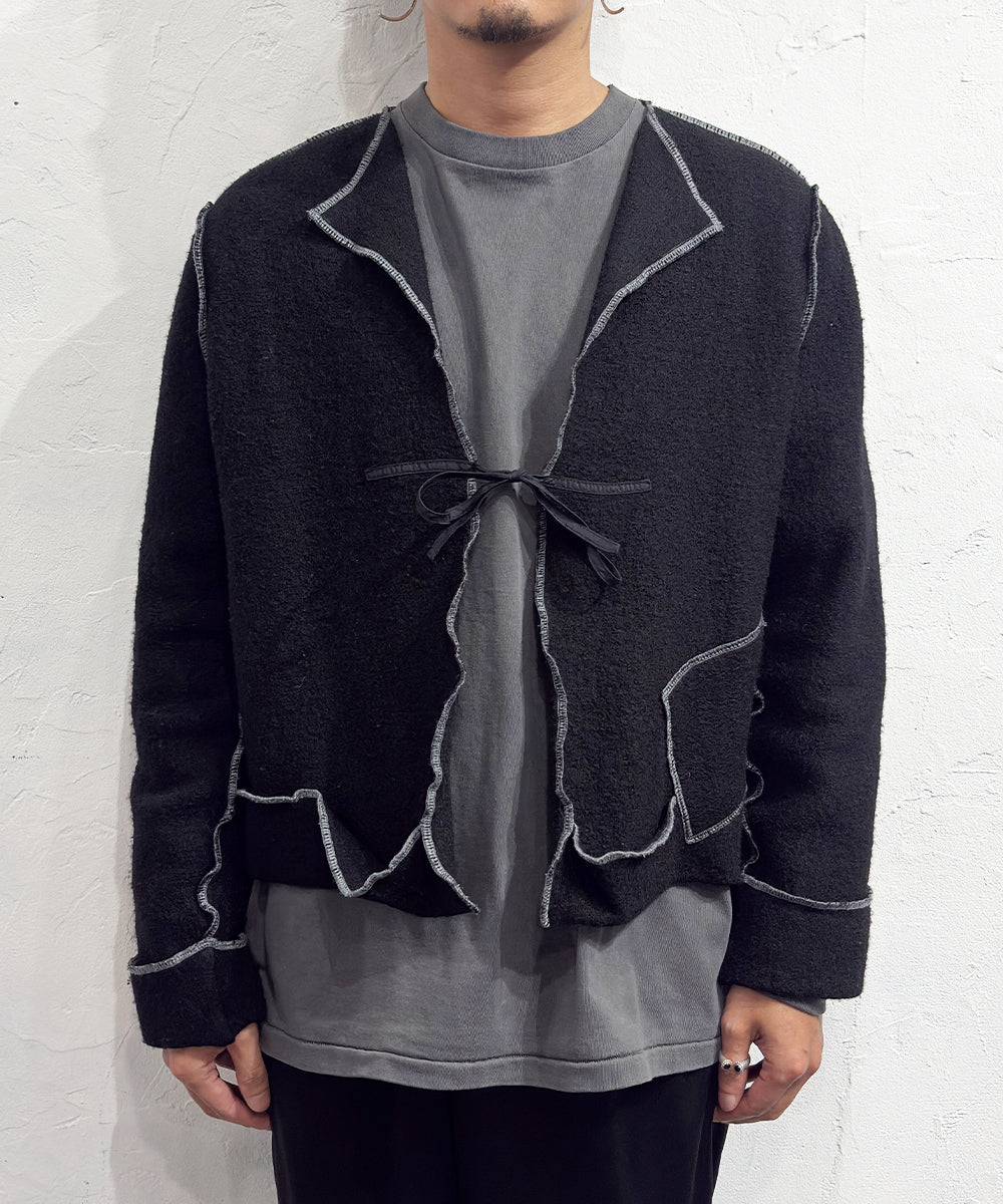 VINTAGE - OVERSTITCH KNIT CARDIGAN