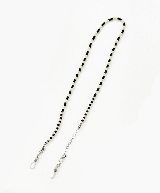 Adder beads necklace & sunglass cord - BLACK×OFF WHITE