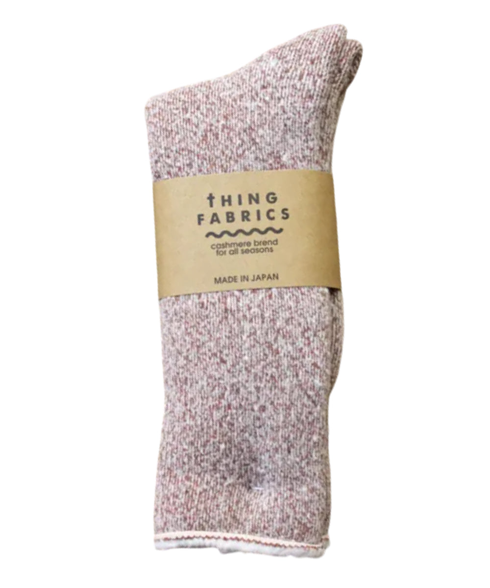 THING FABRICS - CASHMERE CAMP PLIE SOCKS / WHT-WINE