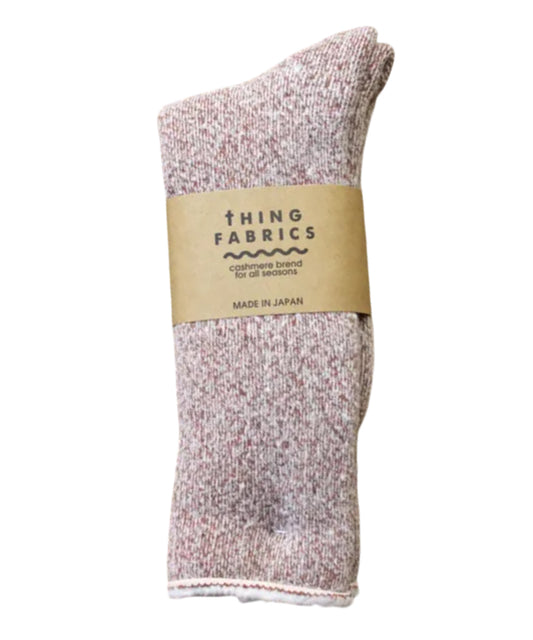 THING FABRICS - CASHMERE CAMP PLIE SOCKS / WHT-WINE