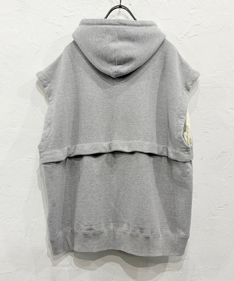 【40%OFF】CURRENTAGE - DETACHABLE HOODED SWEATSHIRT GREY