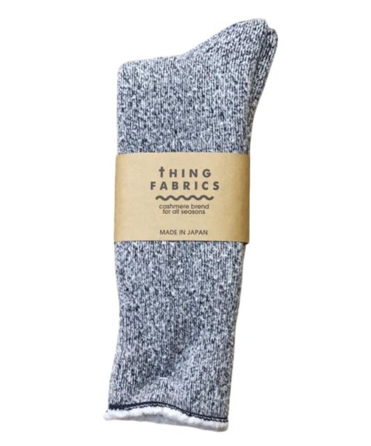 THING FABRICS - CASHMERE CAMP PLIE SOCKS / WHT-NAVY