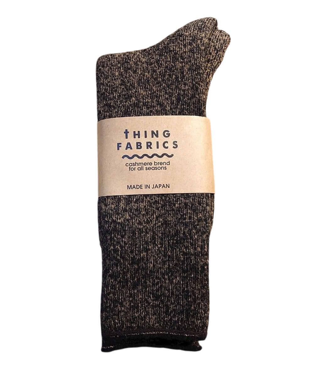 THING FABRICS - CASHMERE CAMP PLIE SOCKS / BLK-CAMEL