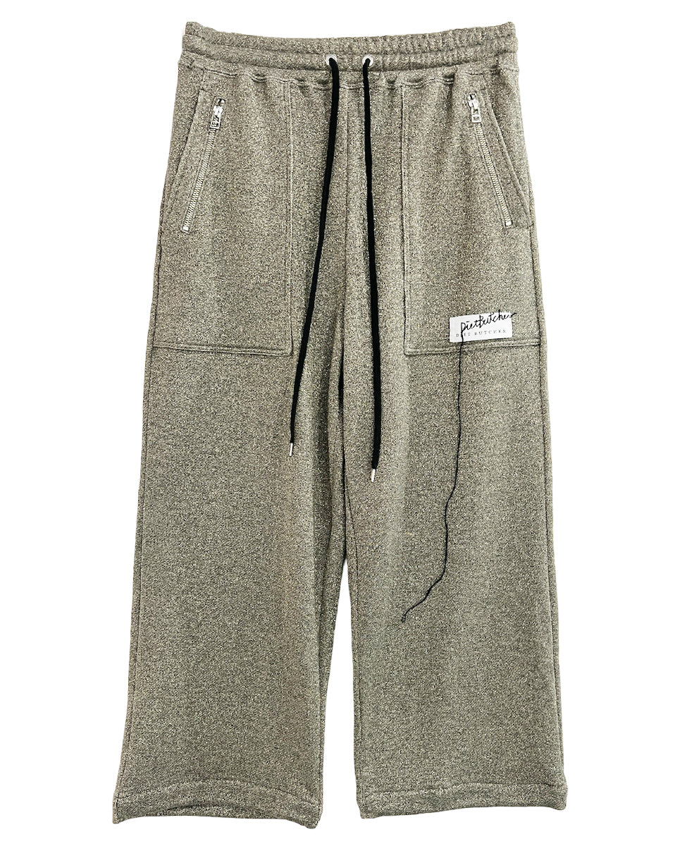 Basic line _ Glitter cropped wide pants - GOLD CHARCOAL