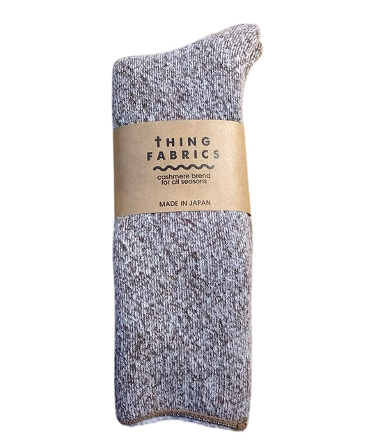 THING FABRICS - CASHMERE CAMP PLIE SOCKS / WHT-MOCA