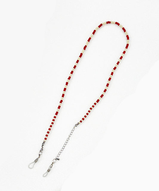 Adder beads necklace & sunglass cord - WINE RED×OFF WHITE