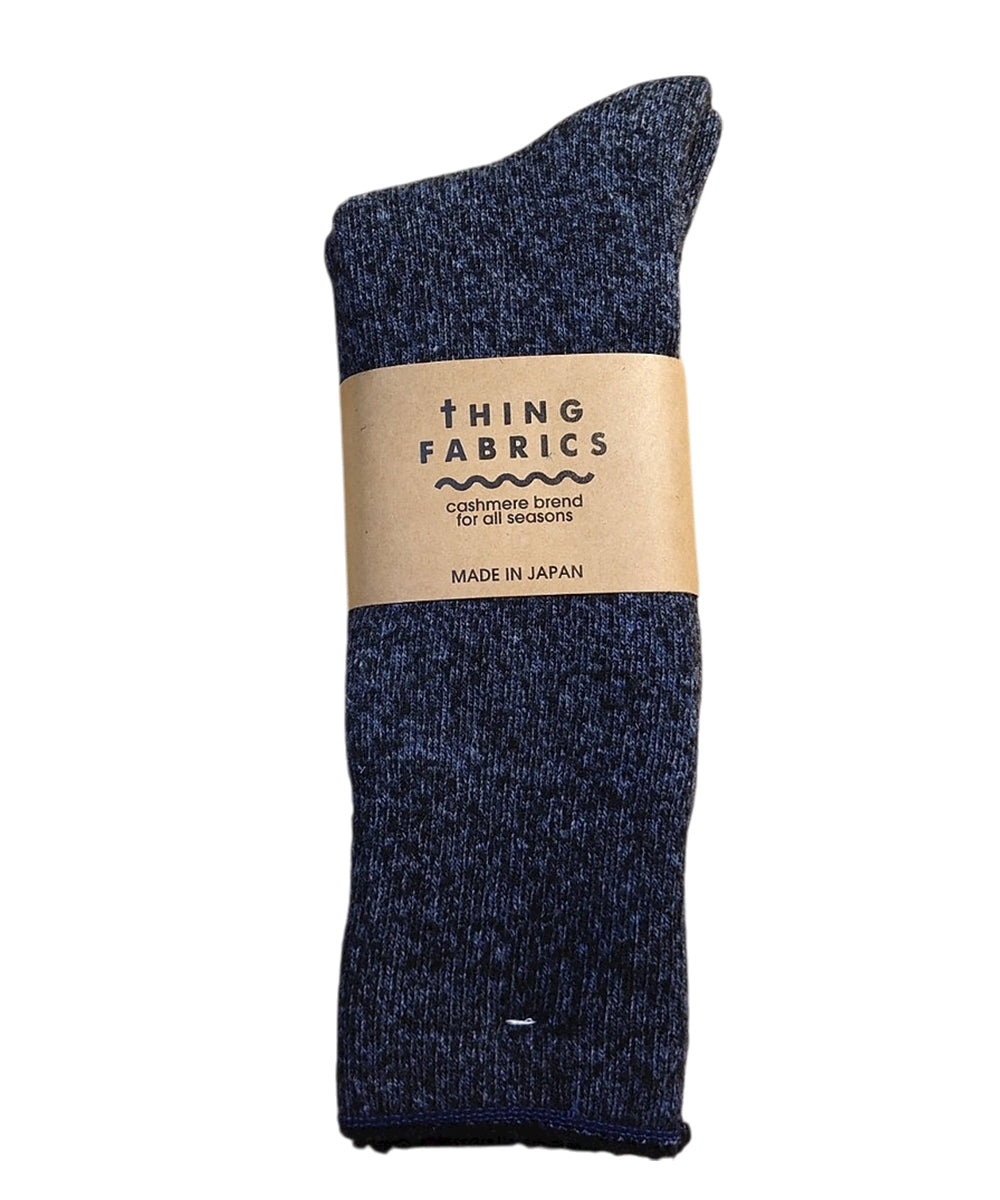 THING FABRICS - CASHMERE CAMP PLIE SOCKS / BLK-BLUE