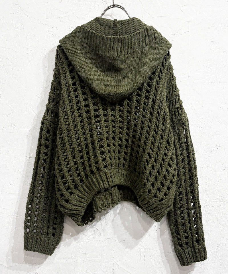 VINTAGE - CROPPED MESH KNIT HOODIE