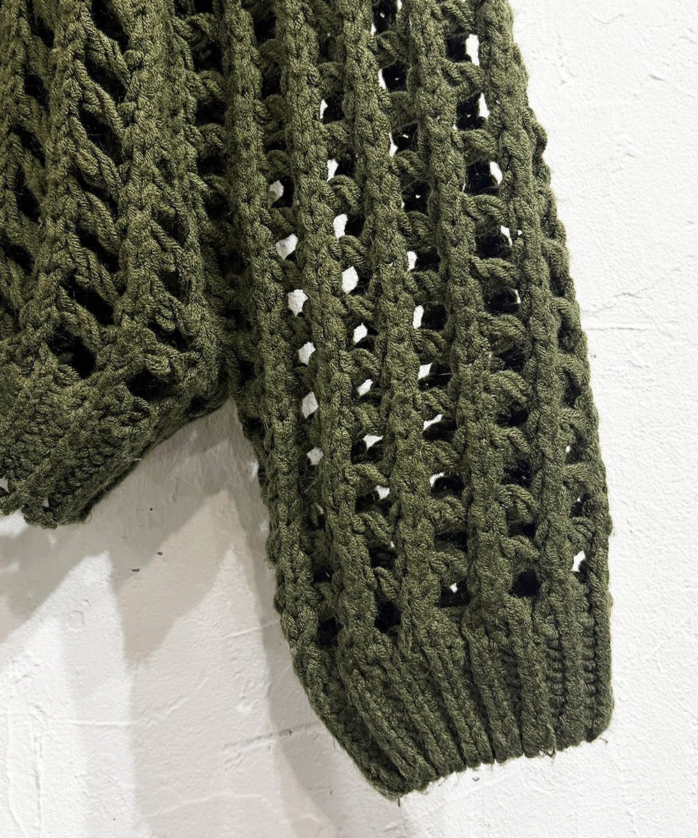 VINTAGE - CROPPED MESH KNIT HOODIE