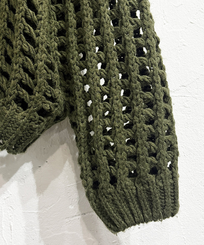 VINTAGE - CROPPED MESH KNIT HOODIE