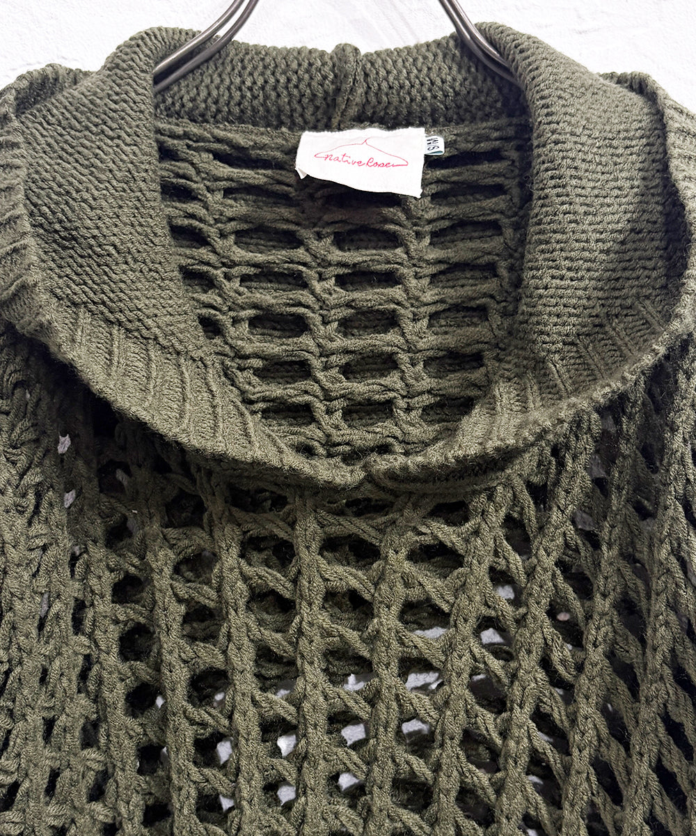VINTAGE - CROPPED MESH KNIT HOODIE