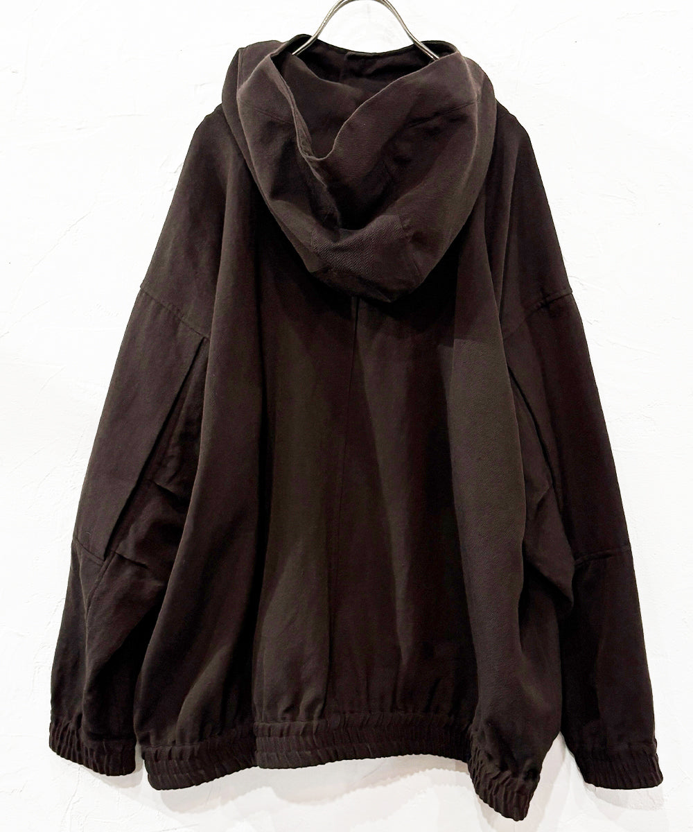 O PROJECT - HOODED BOMBER JACKET / DK BROWN