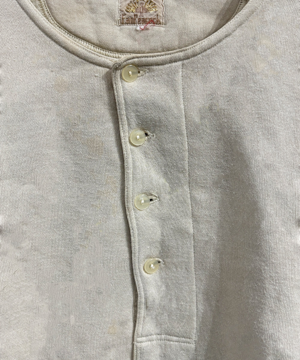 VINTAGE - “FAN PEACOCK” JAPANESE HENLEY NECK SHIRT
