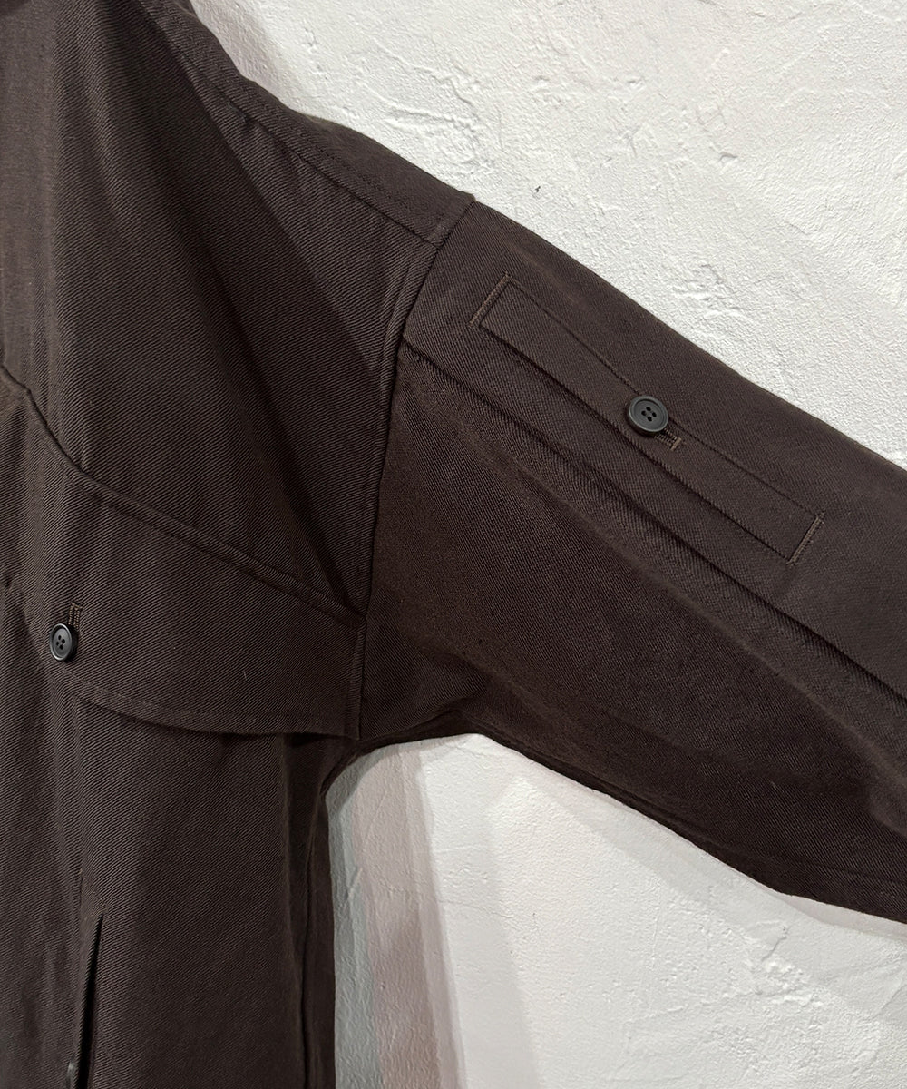 O PROJECT - HOODED BOMBER JACKET / DK BROWN