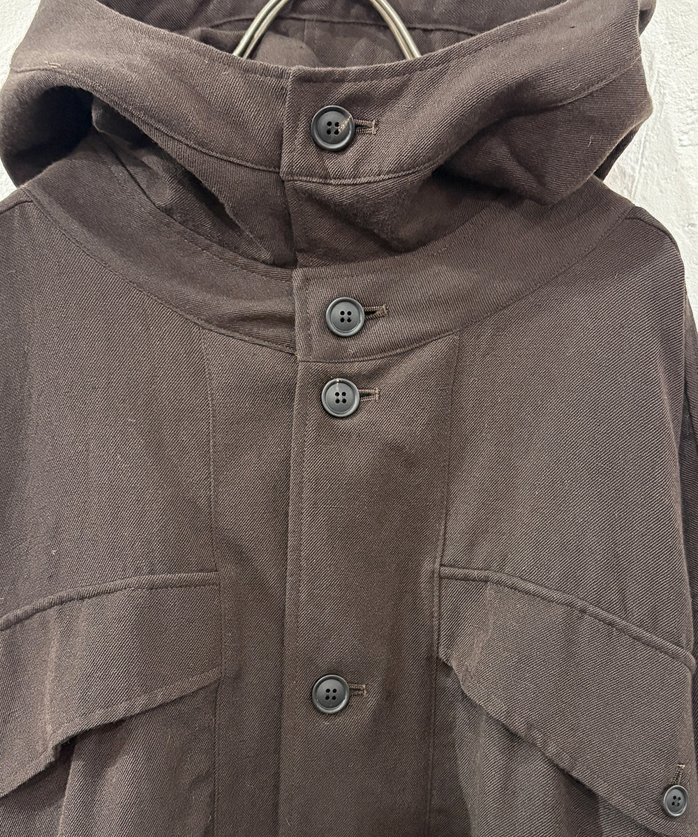 O PROJECT - HOODED BOMBER JACKET / DK BROWN