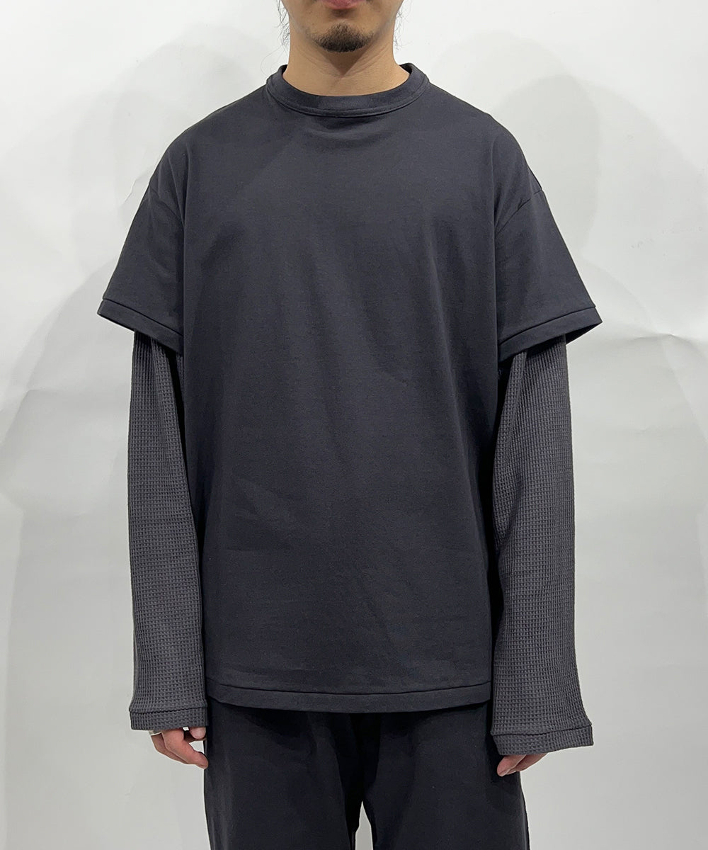 ANDER LAYERED LS TEE - CHARCOAL