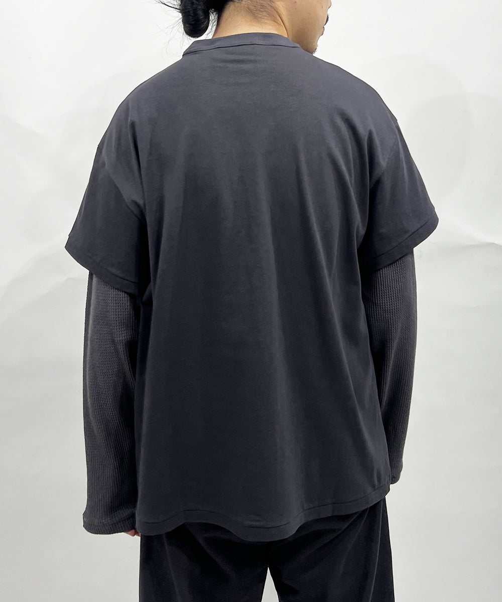 ANDER LAYERED LS TEE - CHARCOAL