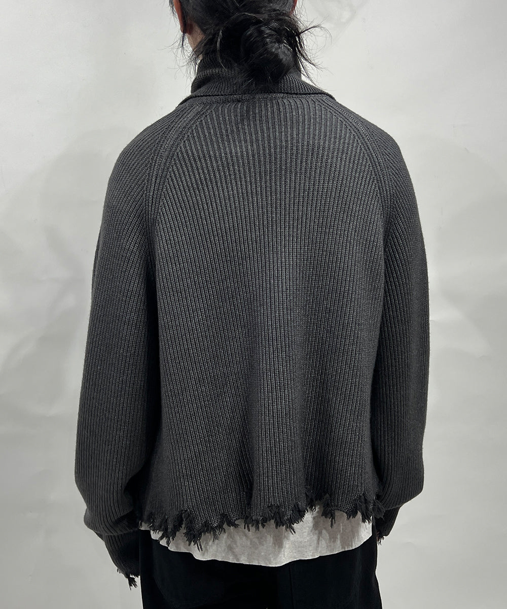 CURRENTAGE - Zip-Up Knit DARK GRAY