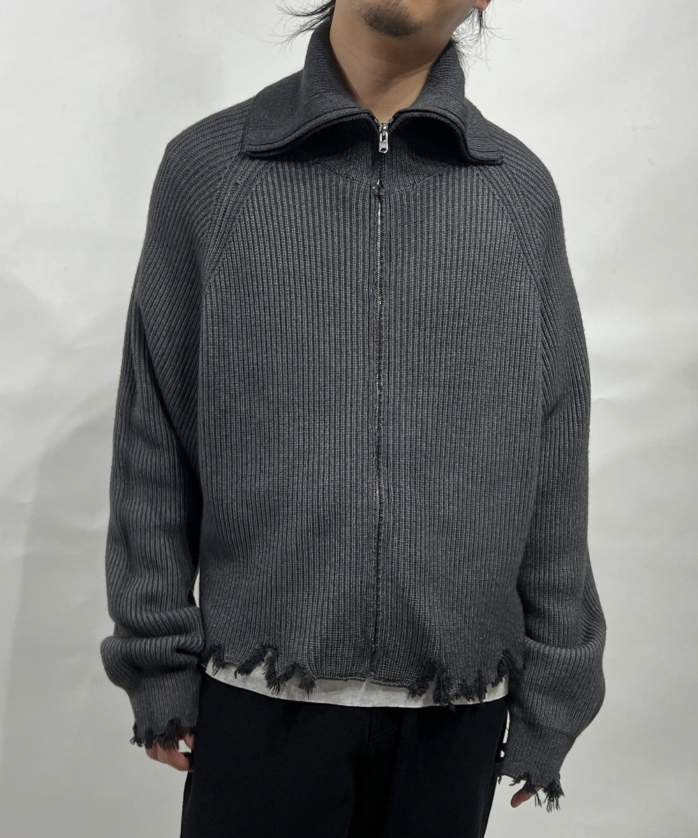 CURRENTAGE - Zip-Up Knit DARK GRAY