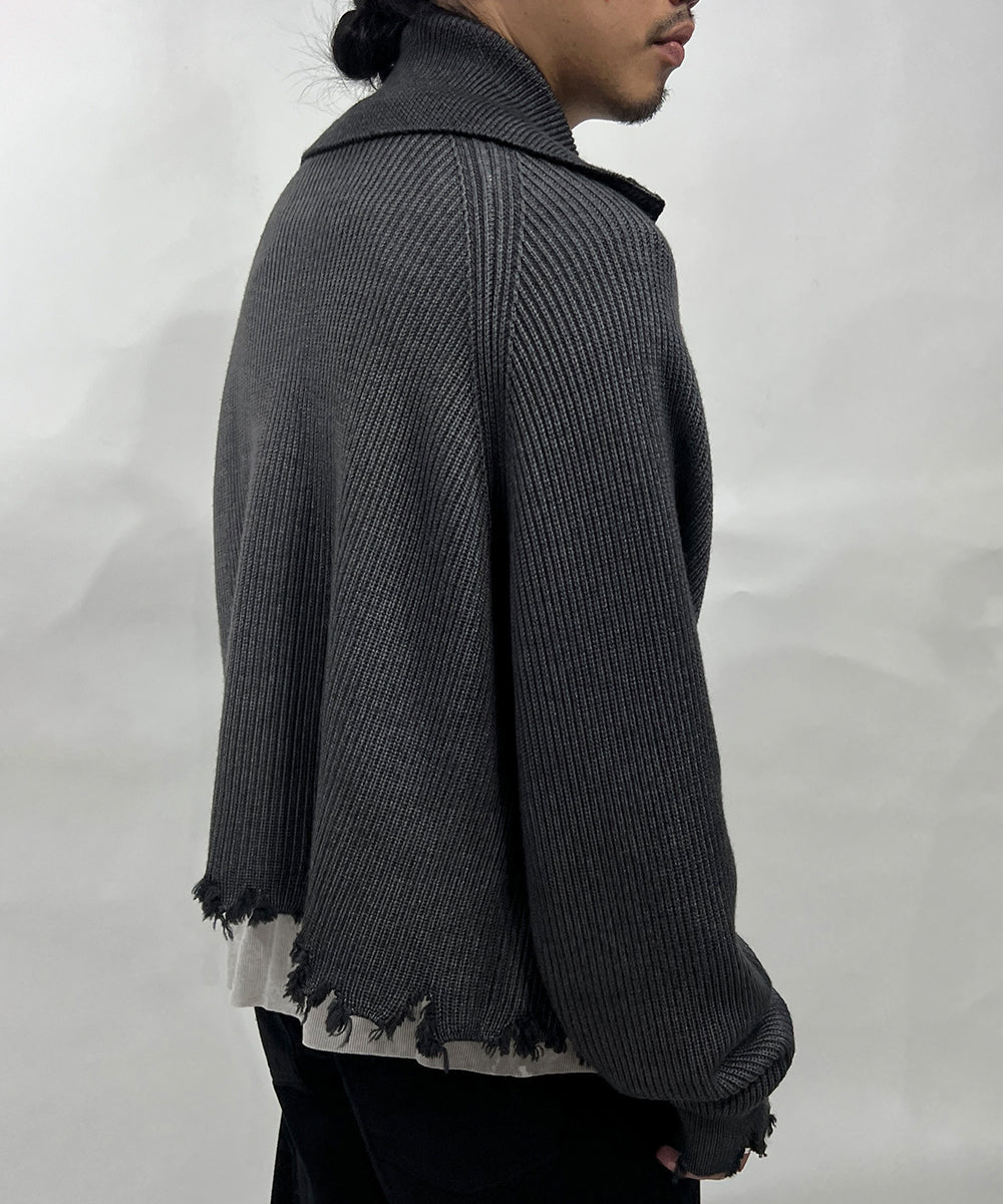 CURRENTAGE - Zip-Up Knit DARK GRAY