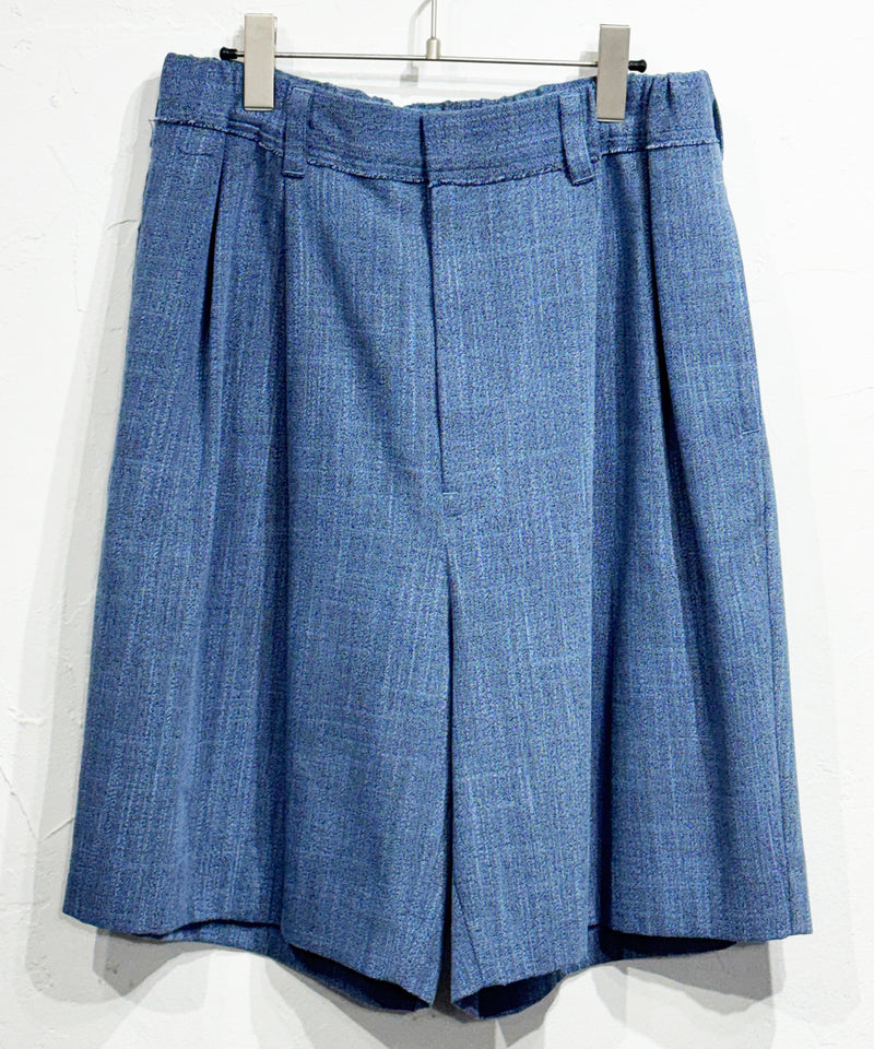 CURRENTAGE - MELANGE PLEAT SHORTS / BLUE