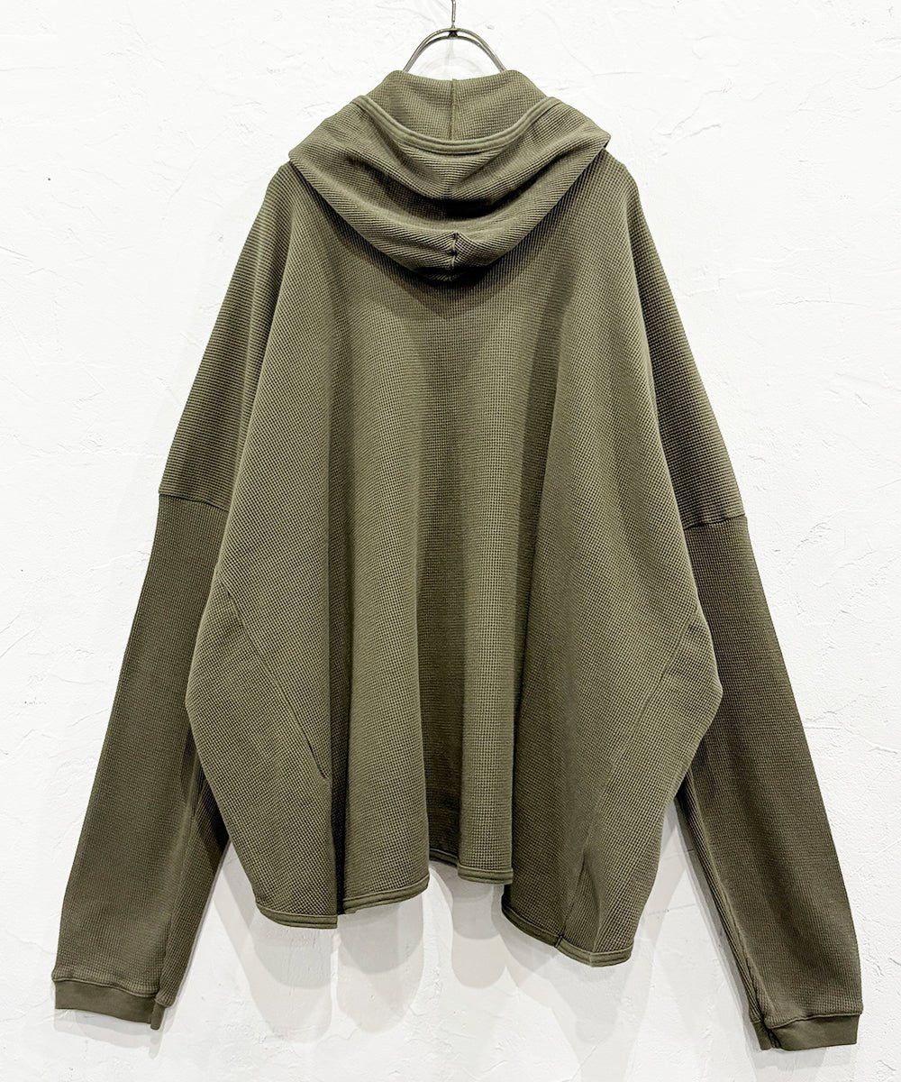 【30%OFF】O PROJECT - WIDE FIT HOODED WAFFLE / ARMY GREEN - DB&BAR