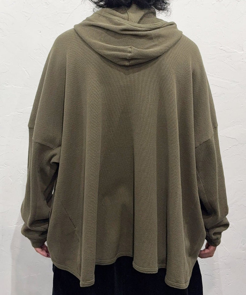 【30%OFF】O PROJECT - WIDE FIT HOODED WAFFLE / ARMY GREEN - DB&BAR