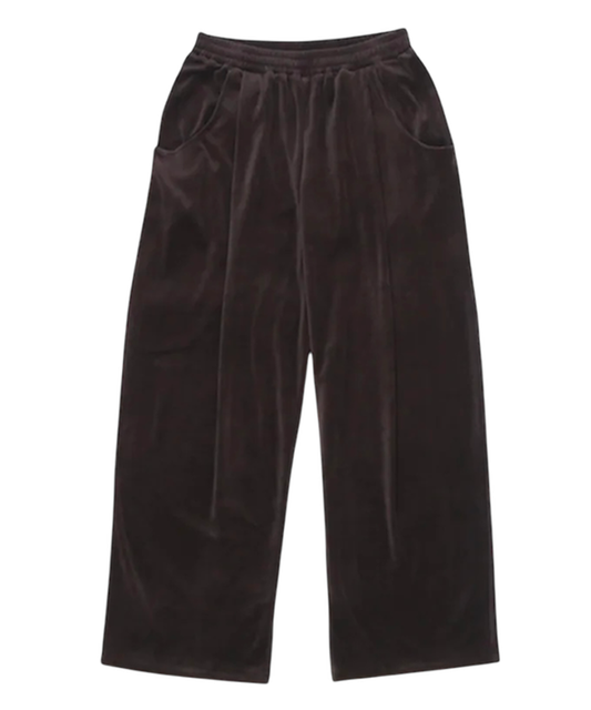ANDER - VELOUR TUCK PANTS / SHINE BROWN