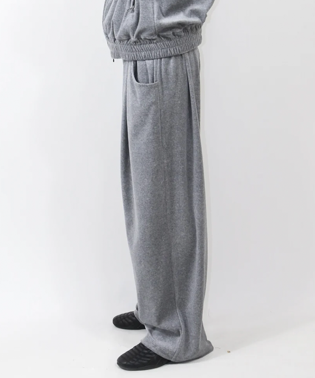 ANDER - VELOUR TUCK PANTS / HEATHER