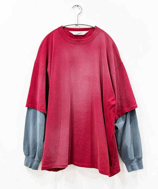 【50%OFF】ANDER WORN LAYERED TEE - CARDINAL/ ASH NAVY - DB&BAR