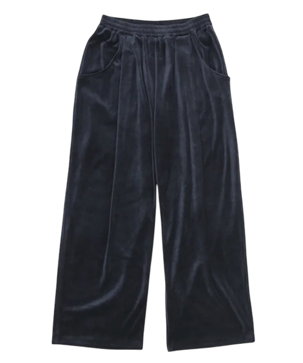 ANDER - VELOUR TUCK PANTS / STEEL NAVY