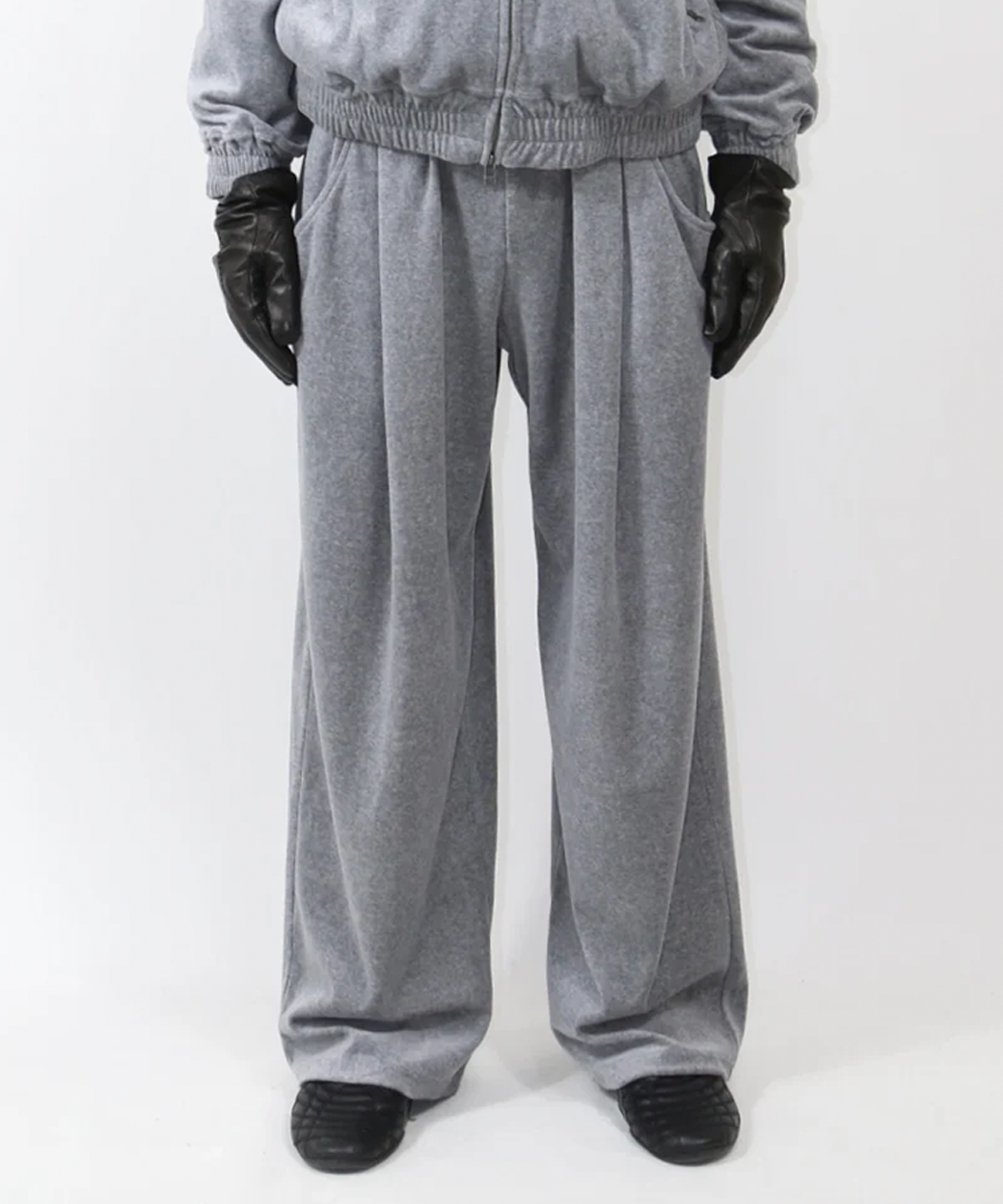 ANDER - VELOUR TUCK PANTS / HEATHER