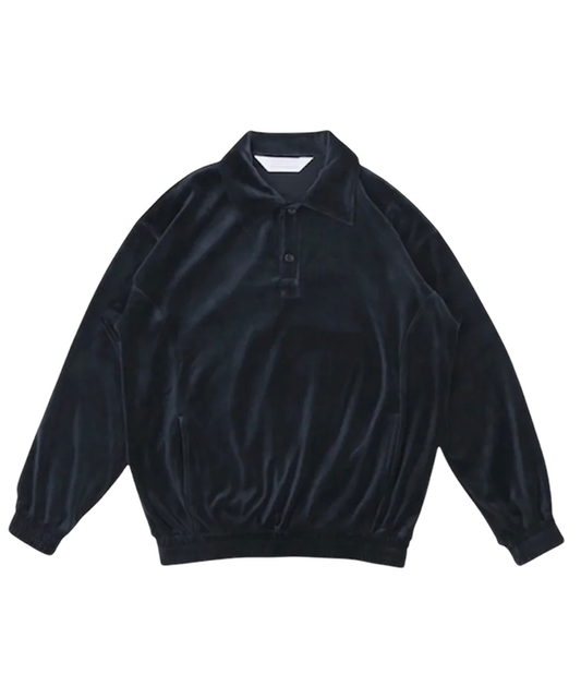 ANDER - VELOUR POLO / STEEL NAVY