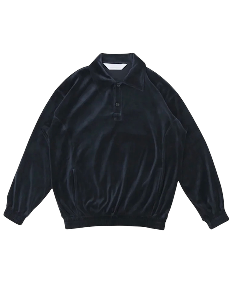 ANDER - VELOUR POLO / STEEL NAVY