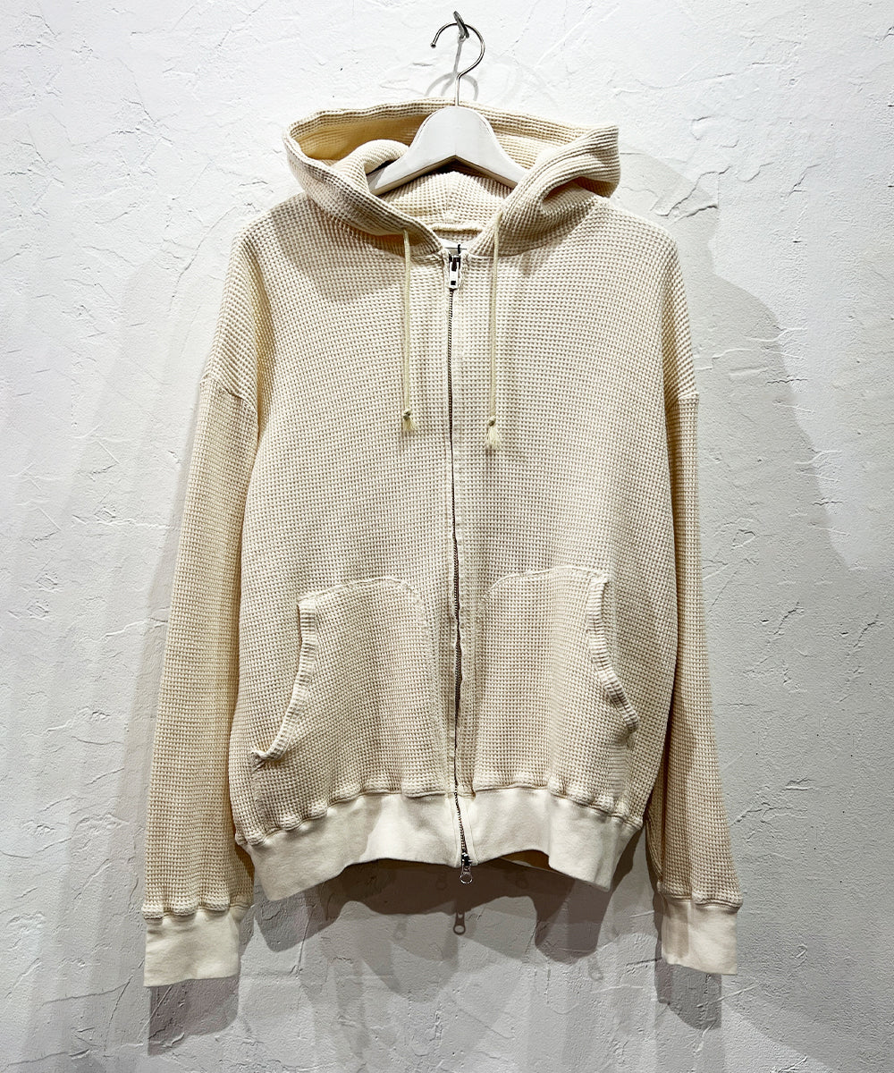 ANDER WAFFLE ZIP HOODIE - ECRU