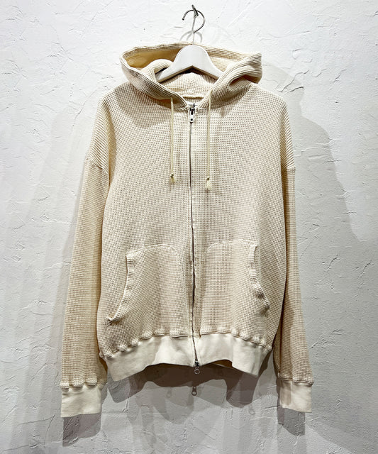 ANDER WAFFLE ZIP HOODIE - ECRU