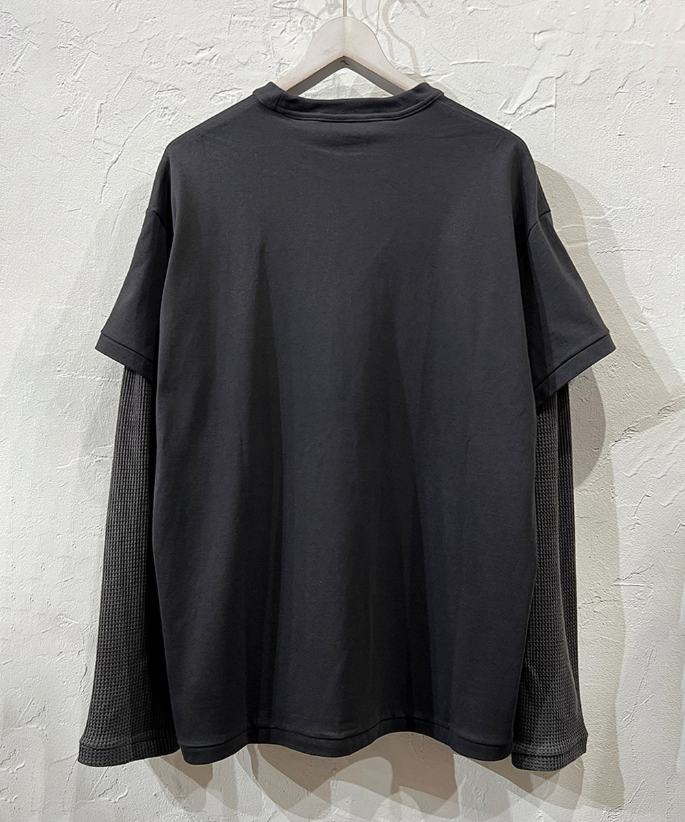 ANDER LAYERED LS TEE - CHARCOAL